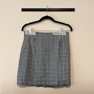 black white and blue plaid vintage mini skirt